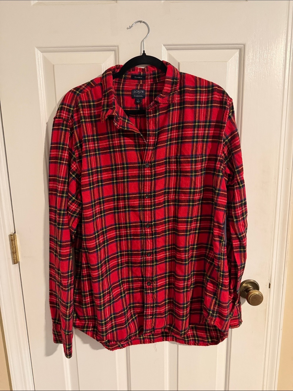 J. Crew Red Plaid Button-Down Shirt with Black & Yellow Accents